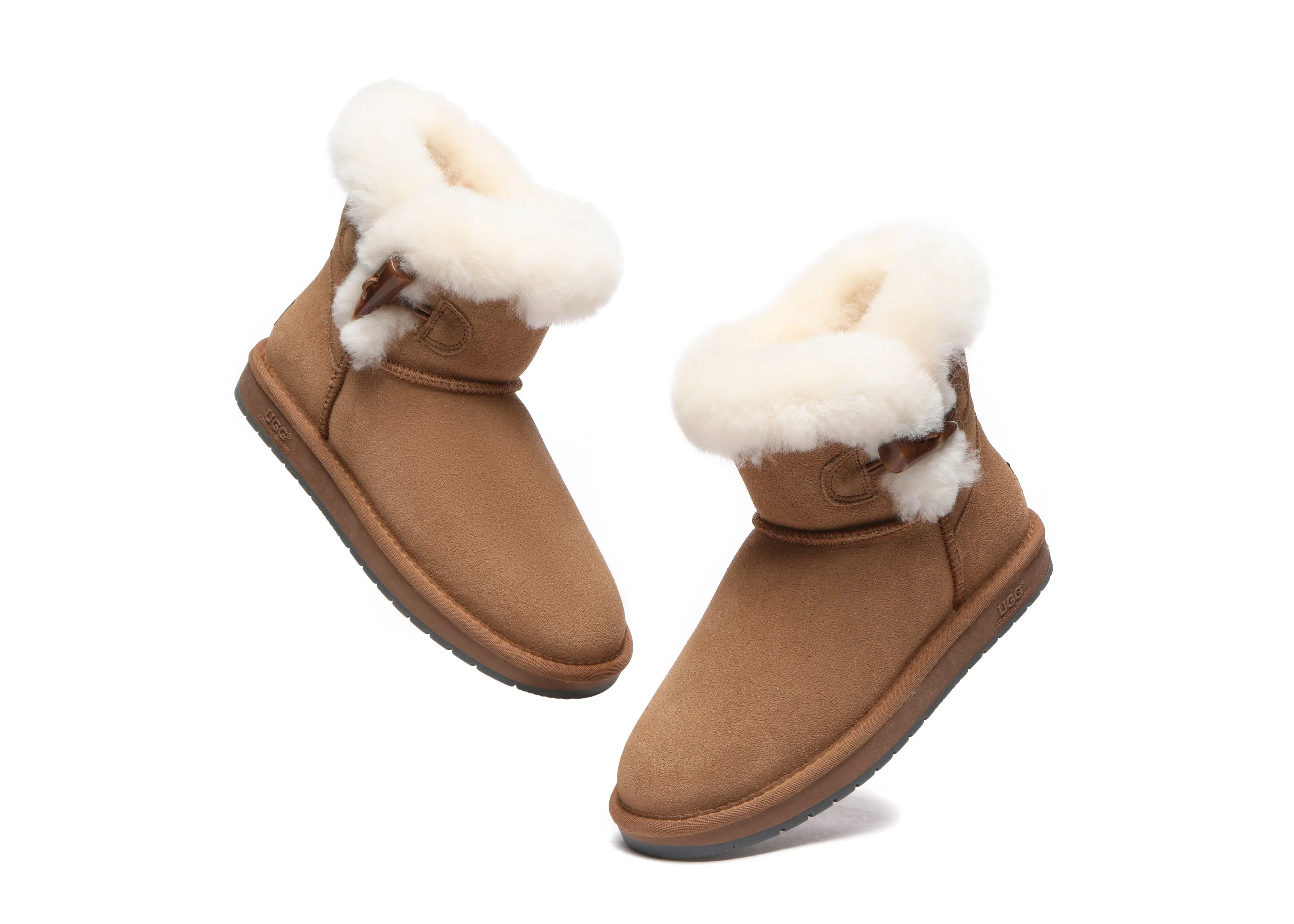 AUSTRALIAN SHEPHERD® UGG Women Sheepskin Wool Horn Toggle Closure Mini Boots Tiara - Image 5