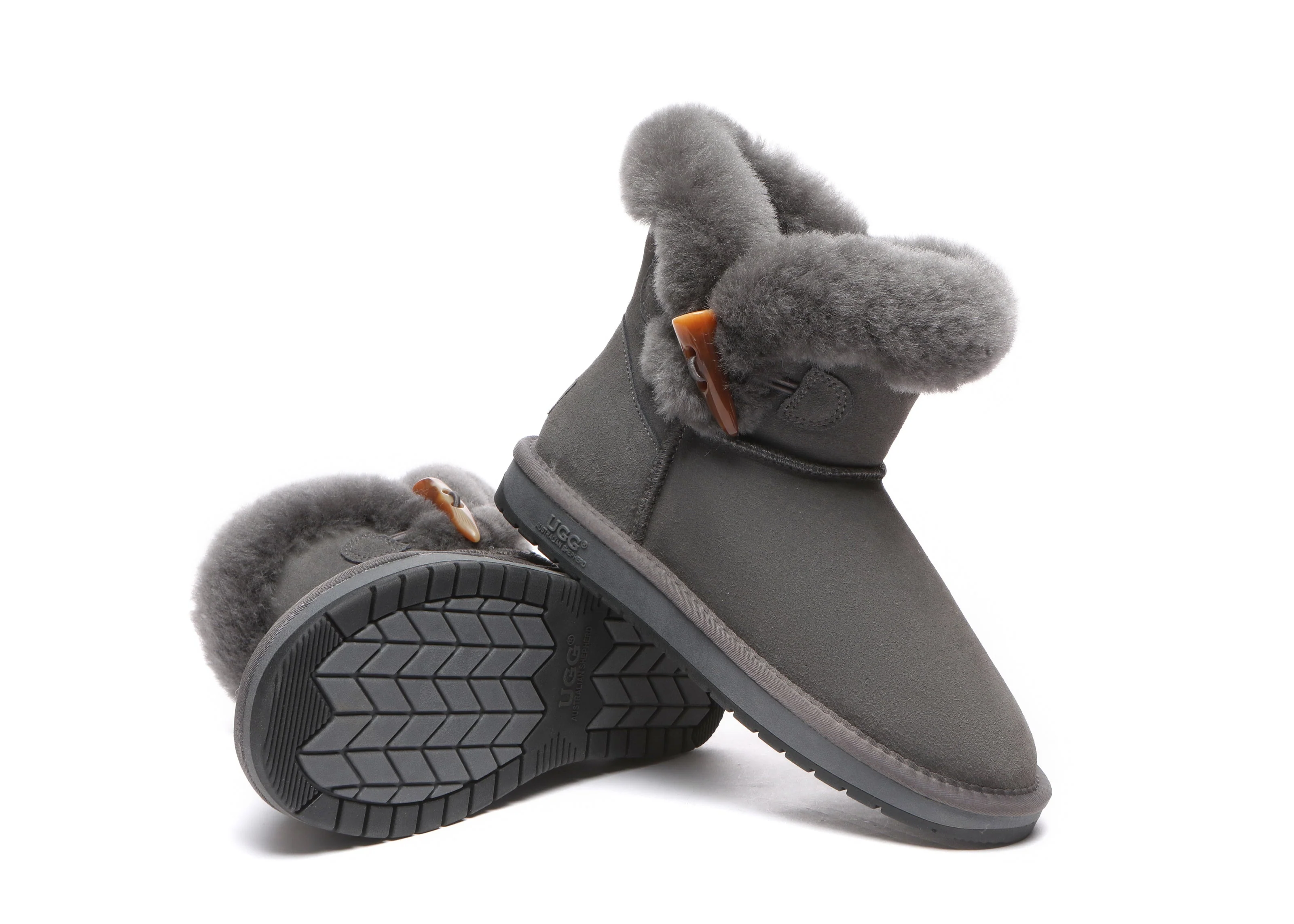 AUSTRALIAN SHEPHERD® UGG Women Sheepskin Wool Horn Toggle Closure Mini Boots Tiara - Image 9