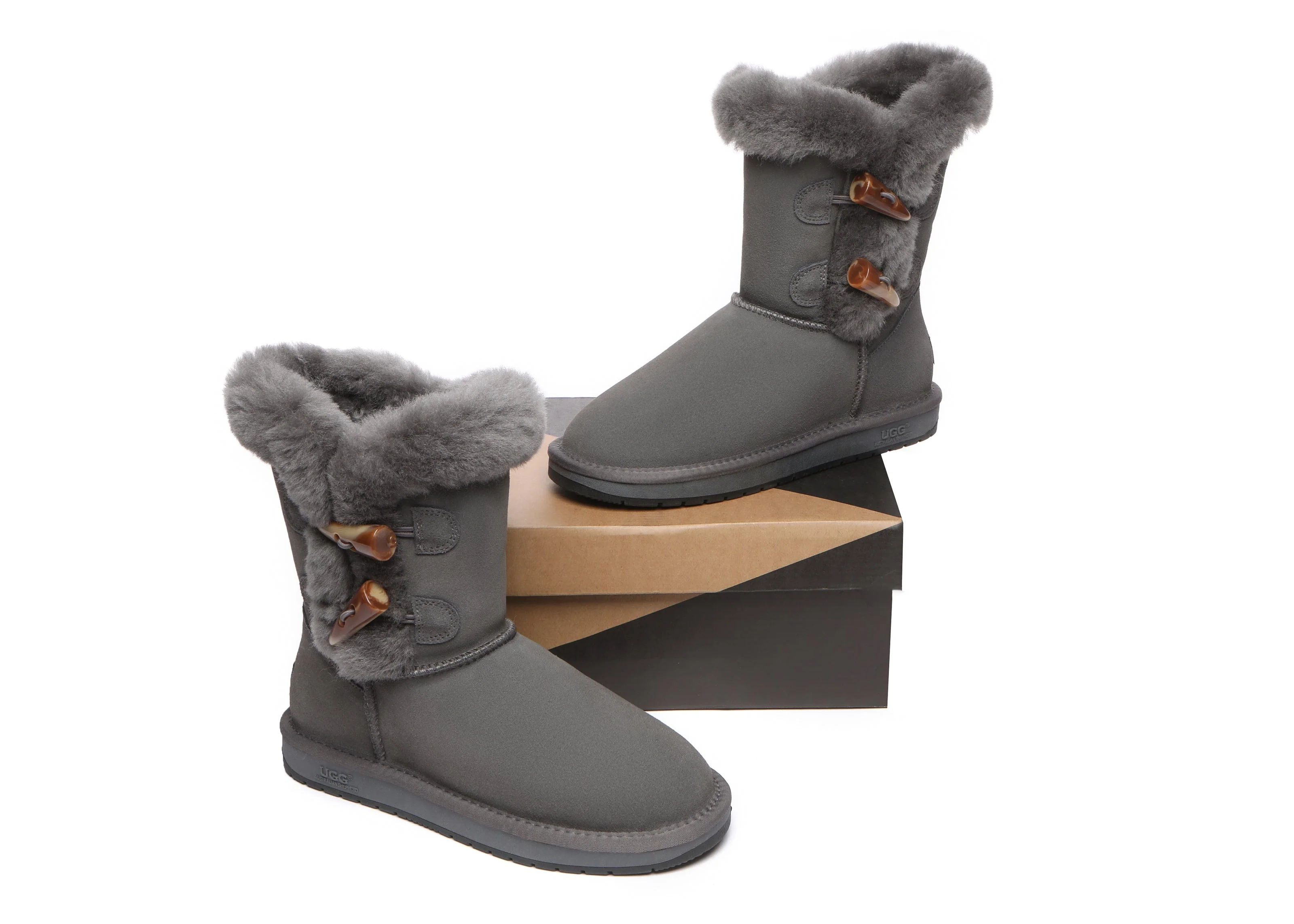 AUSTRALIAN SHEPHERD® UGG Women Sheepskin Wool Horn Toggle Closure Short Boots Talia - Image 10