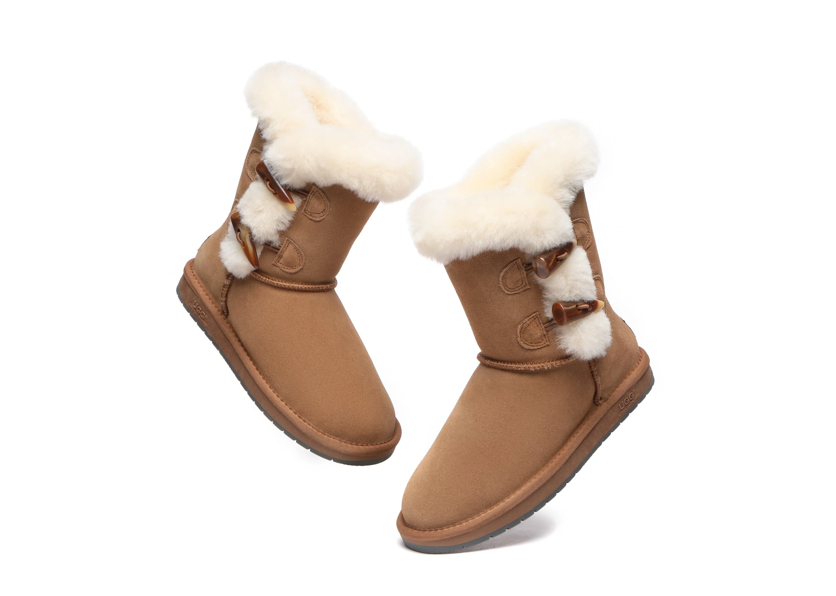 AUSTRALIAN SHEPHERD® UGG Women Sheepskin Wool Horn Toggle Closure Short Boots Talia - Image 5