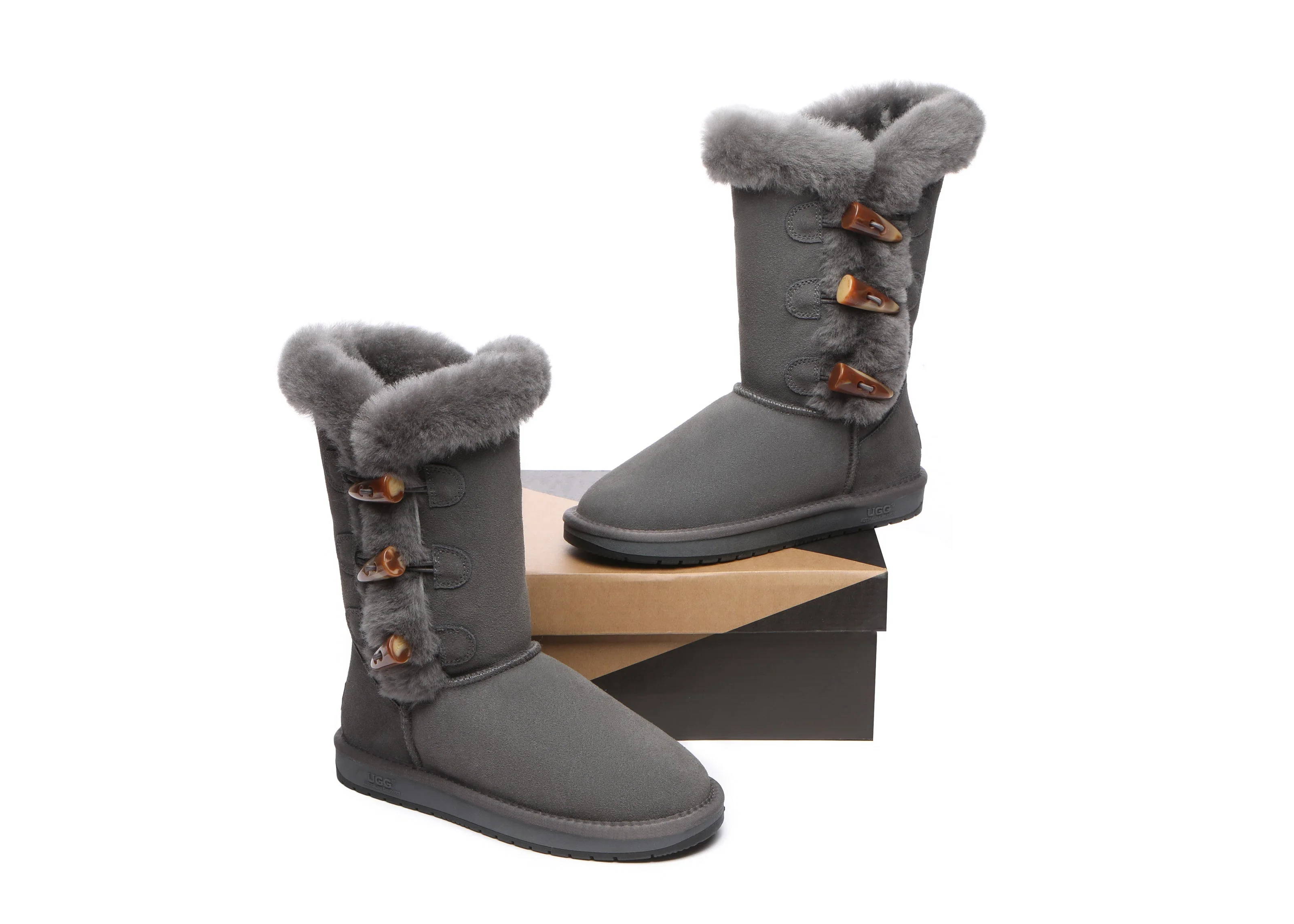 AUSTRALIAN SHEPHERD® UGG Women Sheepskin Wool Horn Toggle Closure Tall Boots Tamari - Image 10