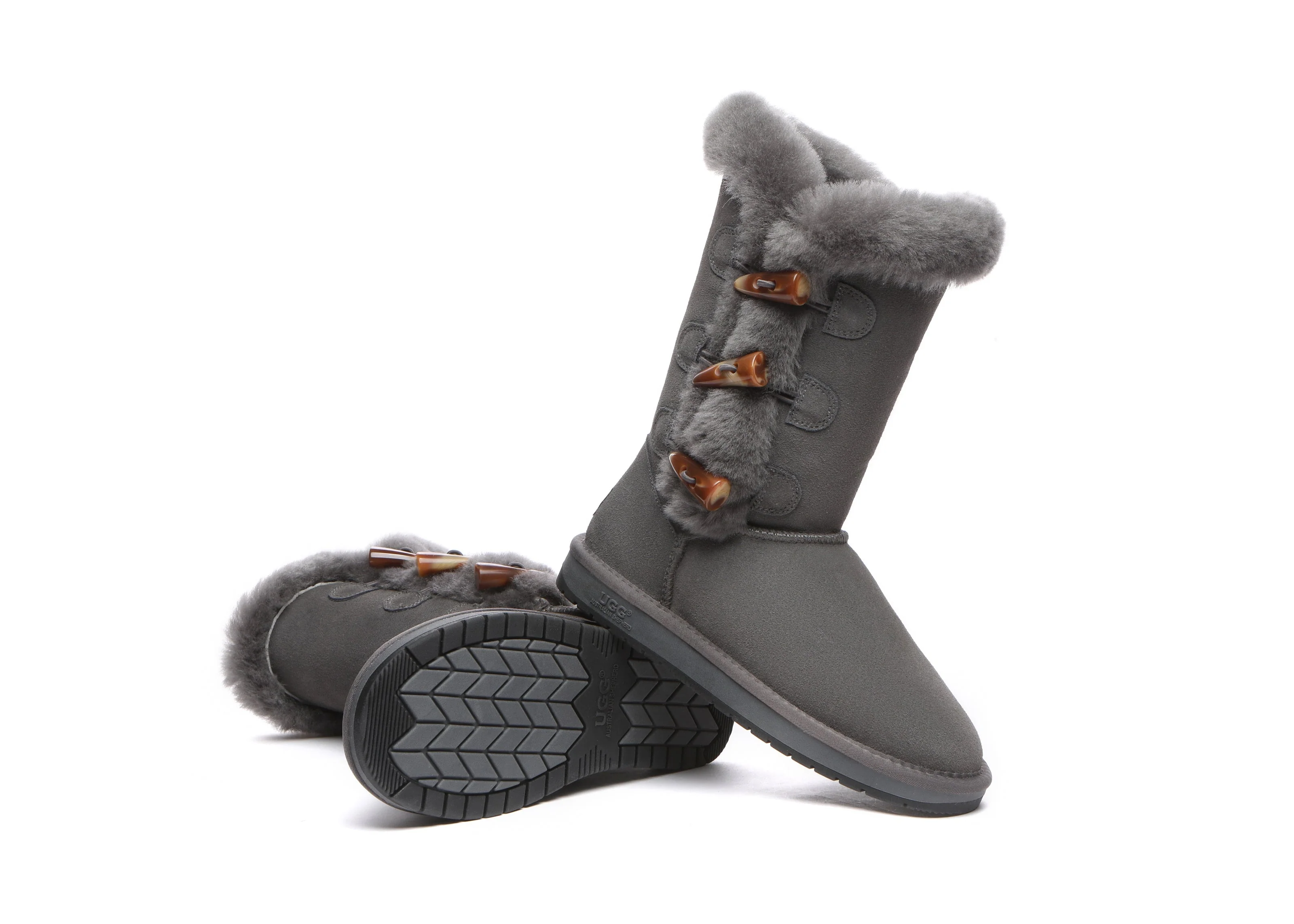 AUSTRALIAN SHEPHERD® UGG Women Sheepskin Wool Horn Toggle Closure Tall Boots Tamari - Image 9