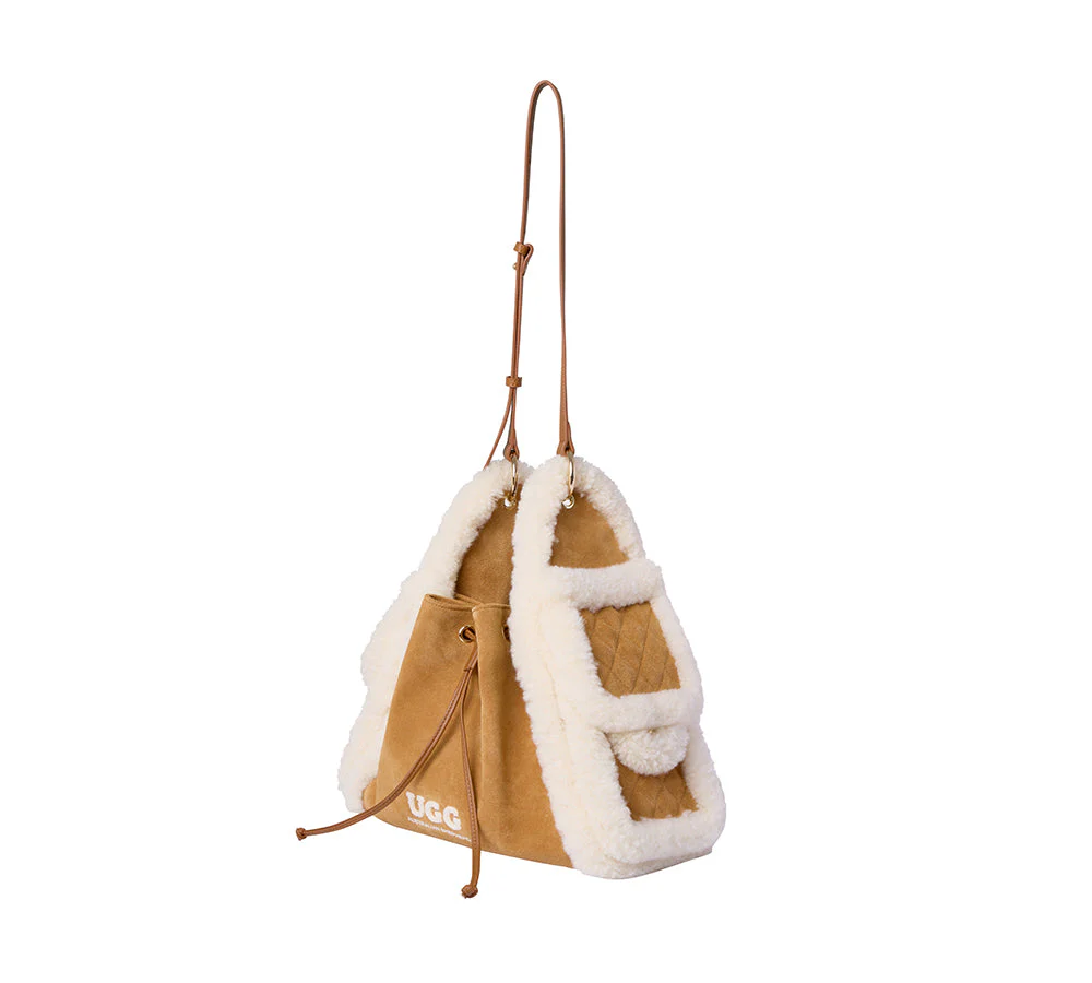 AUSTRALIAN SHEPHERD® Women Fluffy Wool Over Shoulder Tote Bag Maple - Image 3