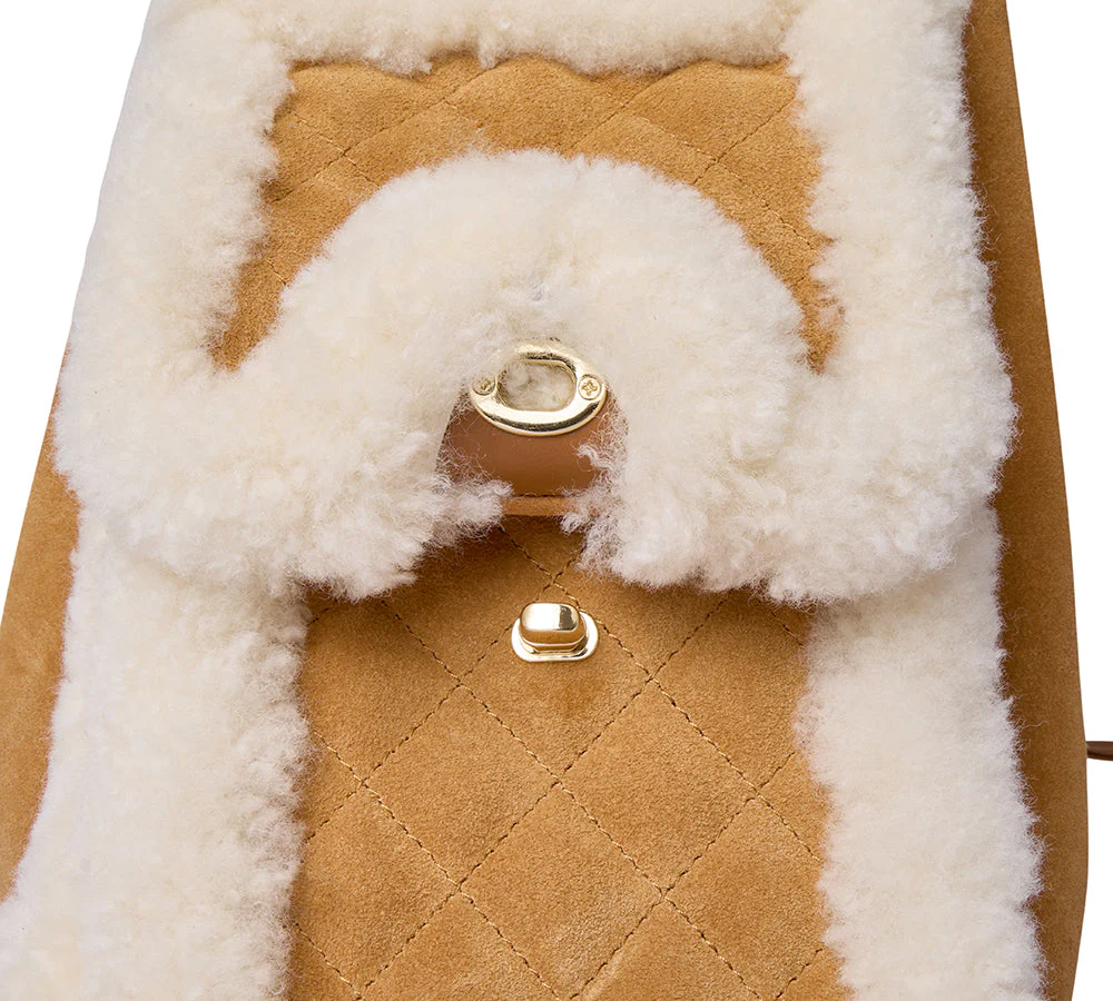 AUSTRALIAN SHEPHERD® Women Fluffy Wool Over Shoulder Tote Bag Maple - Image 8