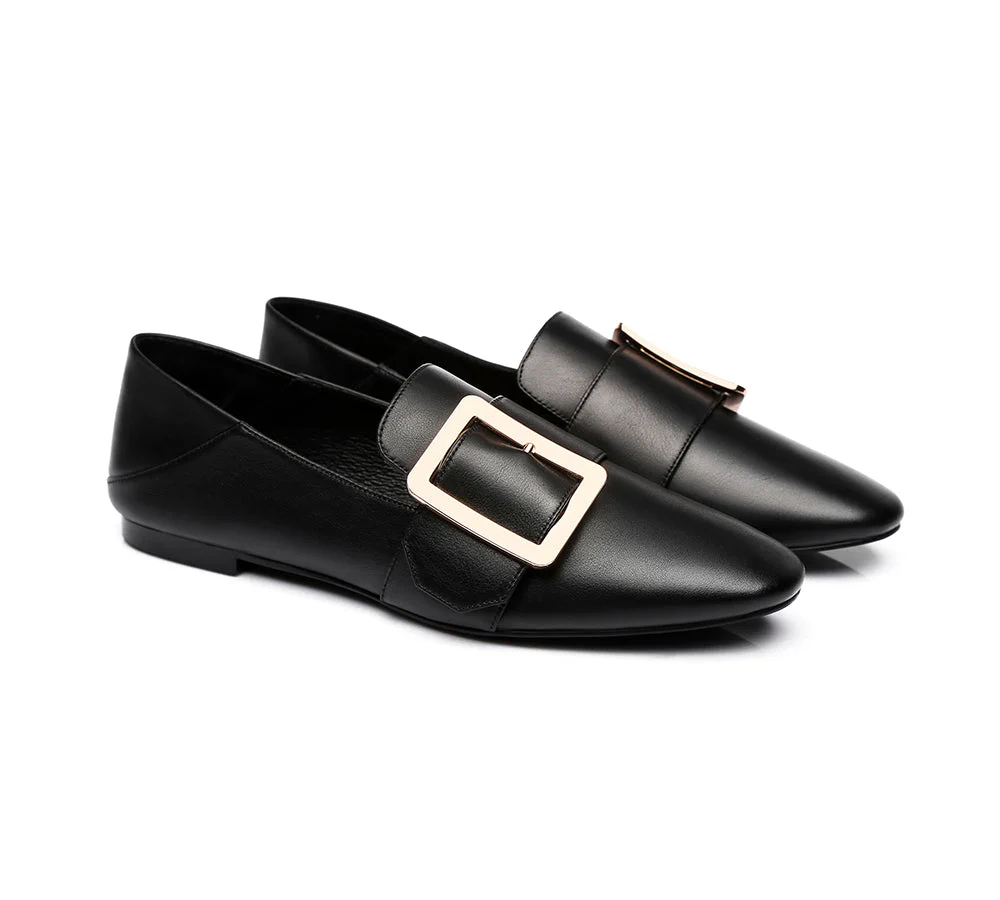 AUSTRALIAN SHEPHERD® Women Leather Square Buckle Almond Toe Flat Loafers Sally - Image 10