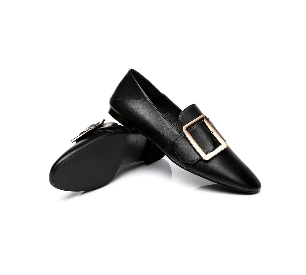 AUSTRALIAN SHEPHERD® Women Leather Square Buckle Almond Toe Flat Loafers Sally - Image 11