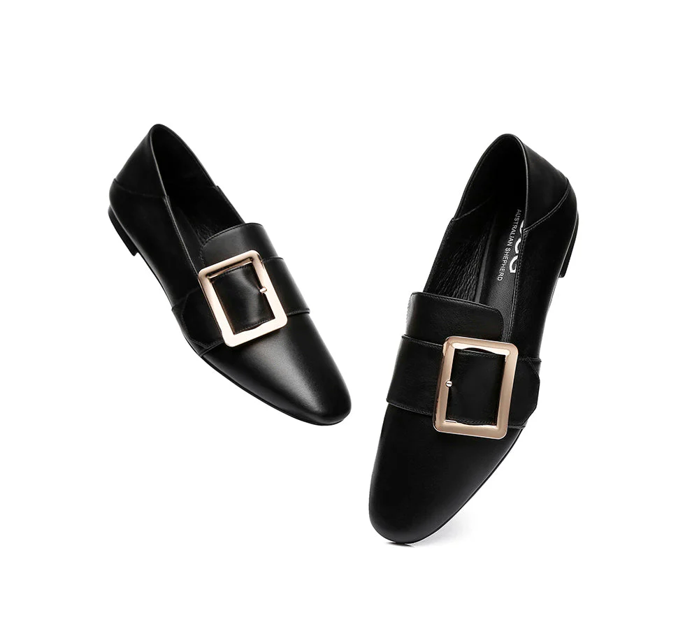 AUSTRALIAN SHEPHERD® Women Leather Square Buckle Almond Toe Flat Loafers Sally - Image 13
