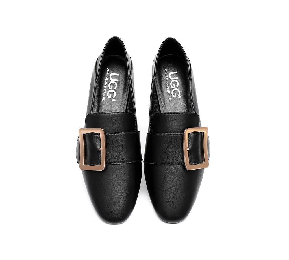 AUSTRALIAN SHEPHERD® Women Leather Square Buckle Almond Toe Flat Loafers Sally - Image 14