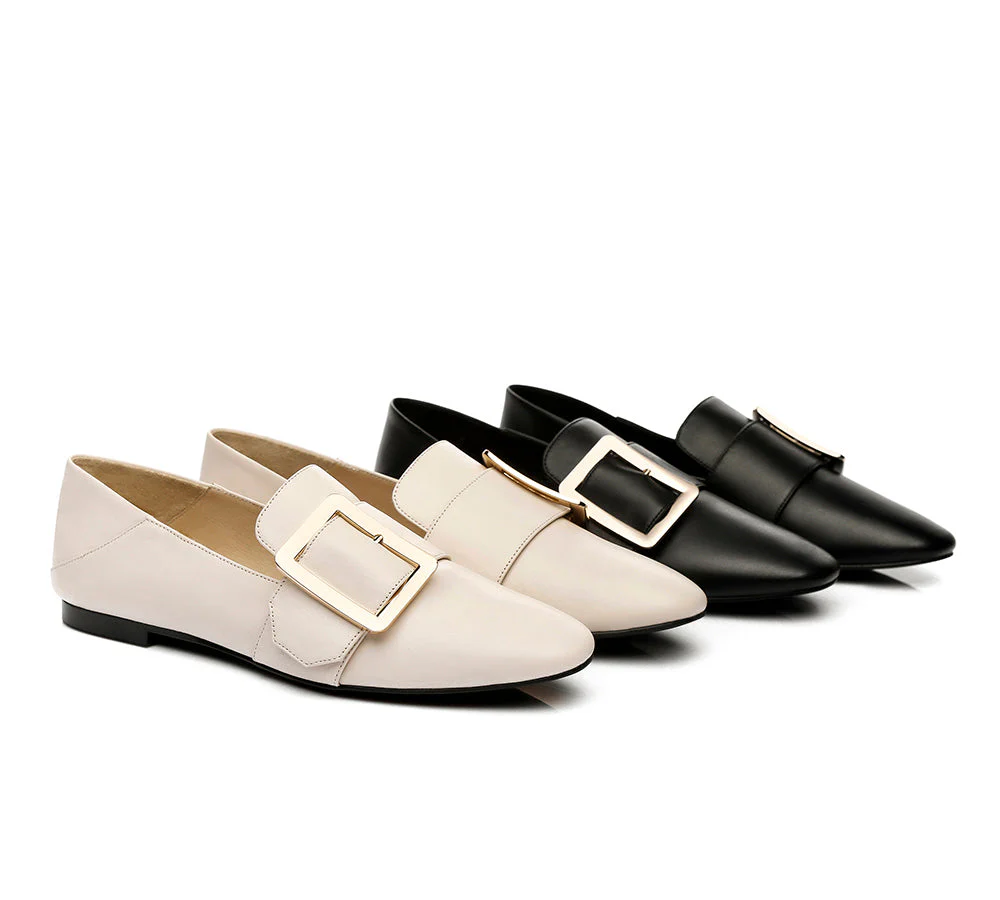 AUSTRALIAN SHEPHERD® Women Leather Square Buckle Almond Toe Flat Loafers Sally - Image 2