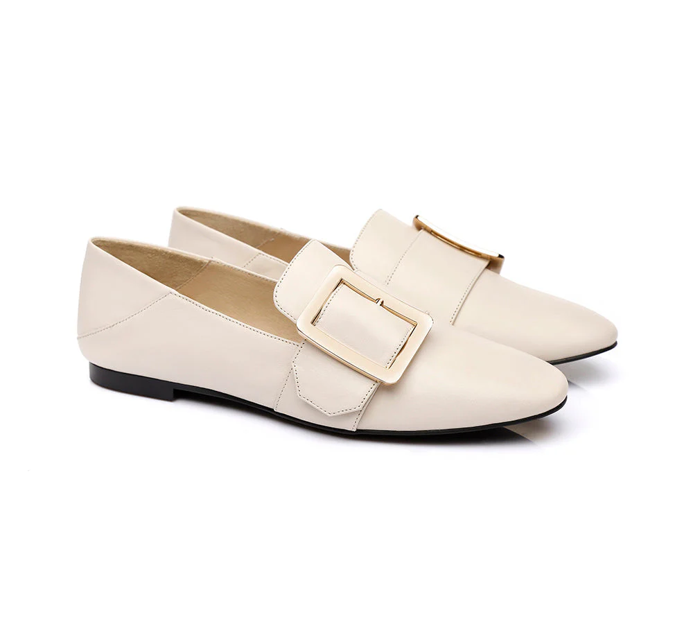 AUSTRALIAN SHEPHERD® Women Leather Square Buckle Almond Toe Flat Loafers Sally - Image 4