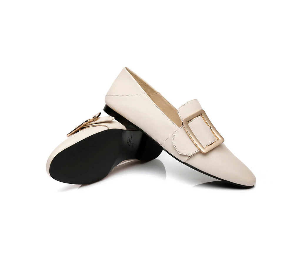 AUSTRALIAN SHEPHERD® Women Leather Square Buckle Almond Toe Flat Loafers Sally - Image 5