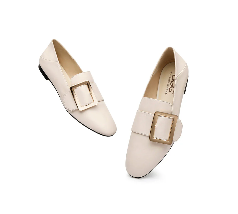 AUSTRALIAN SHEPHERD® Women Leather Square Buckle Almond Toe Flat Loafers Sally - Image 7