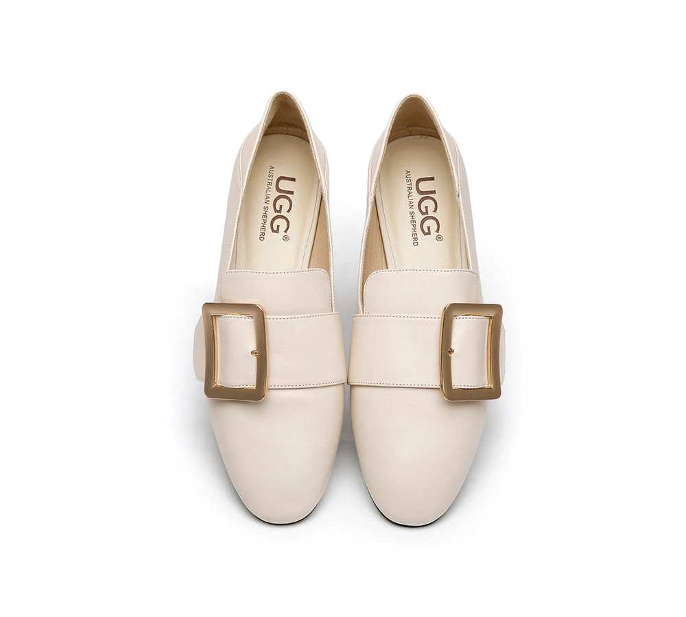 AUSTRALIAN SHEPHERD® Women Leather Square Buckle Almond Toe Flat Loafers Sally - Image 8