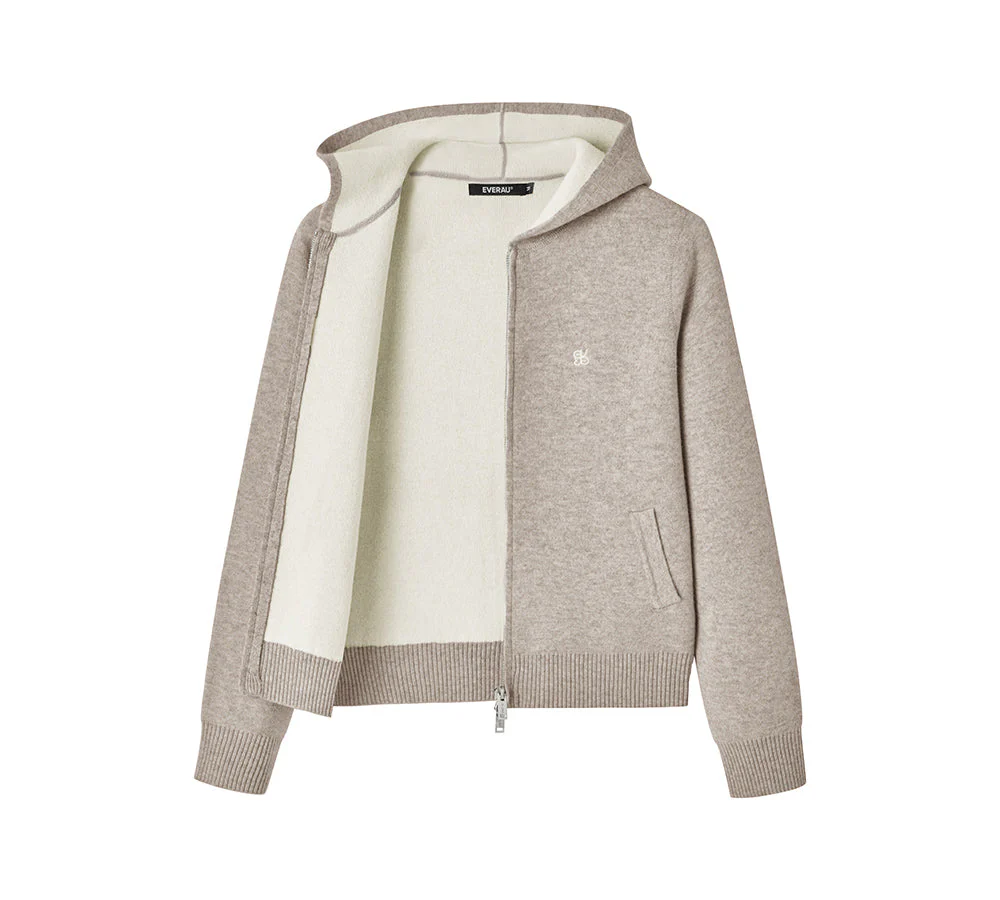 EVERAU® 100% Wool Cardigan Knitwear Zip Hoodie Tanno - Image 4