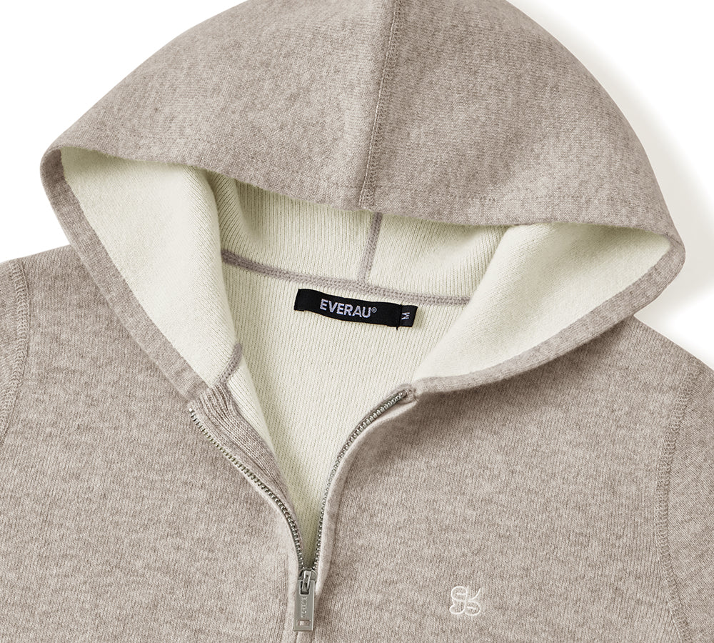 EVERAU® 100% Wool Cardigan Knitwear Zip Hoodie Tanno - Image 5