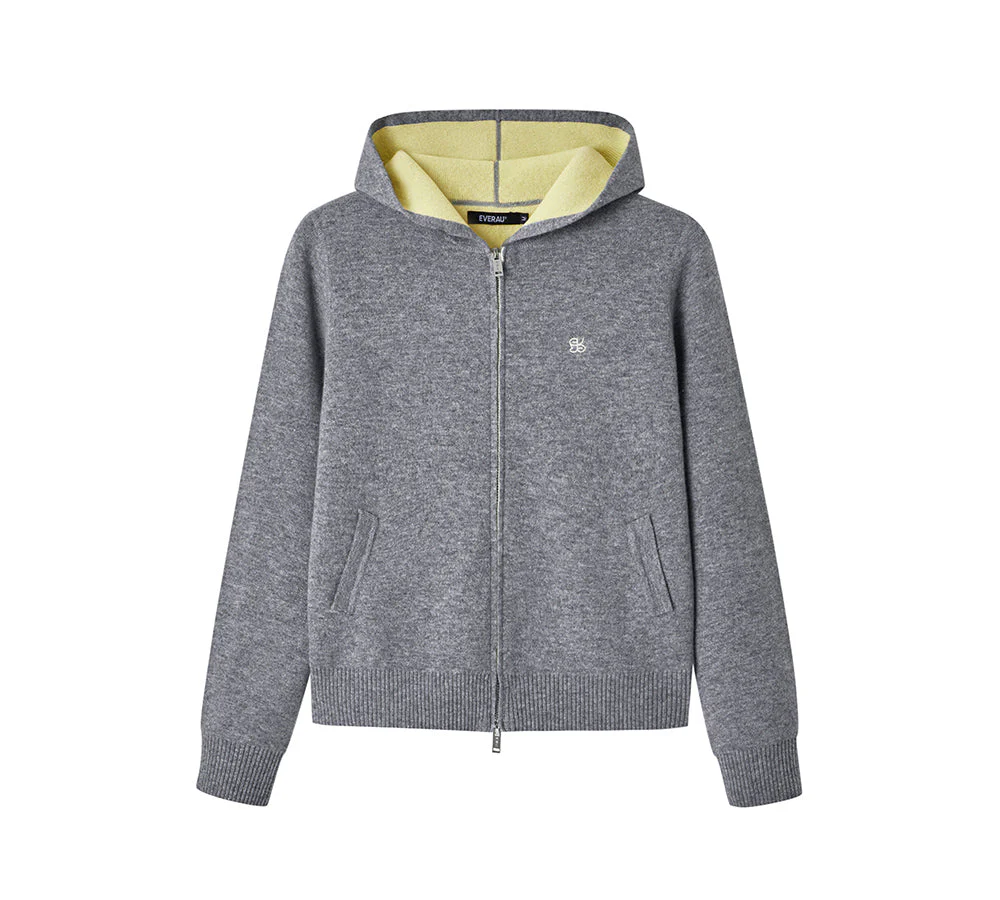 EVERAU® 100% Wool Cardigan Knitwear Zip Hoodie Tanno - Image 9