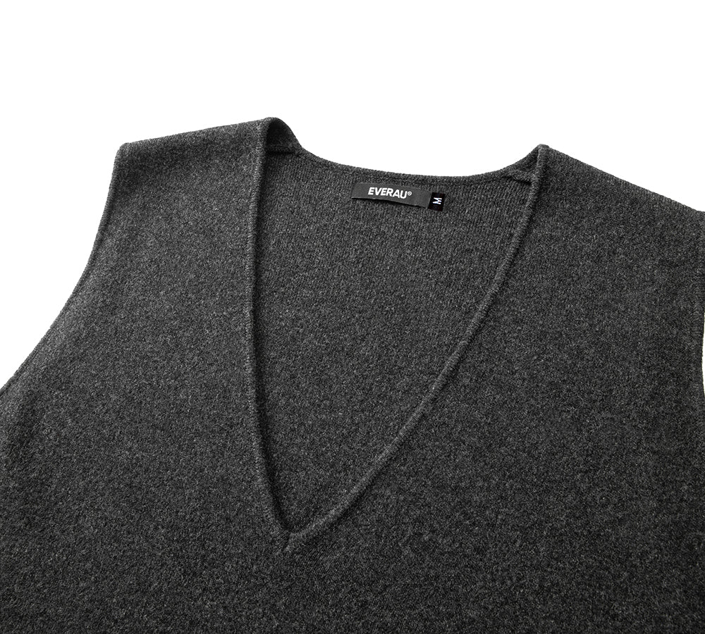 EVERAU® 100% Wool V-Neck Sweater Wooly Vest - Image 9