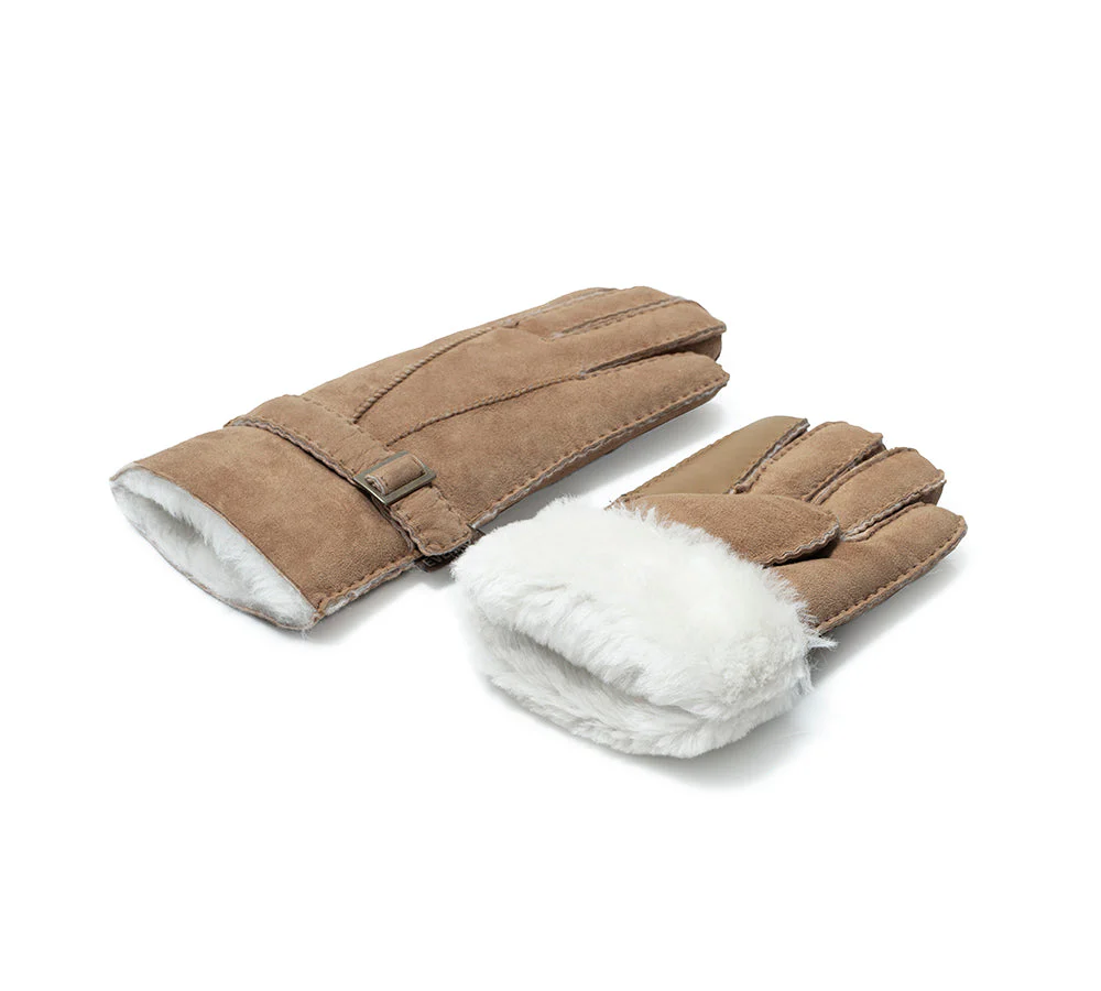 EVERAU® Fluffy Sheepskin Wool Adjustable Strap Buckle Gloves Shea - Image 6