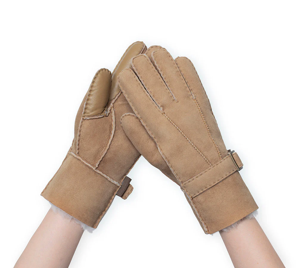 EVERAU® Fluffy Sheepskin Wool Adjustable Strap Buckle Gloves Shea - Image 8