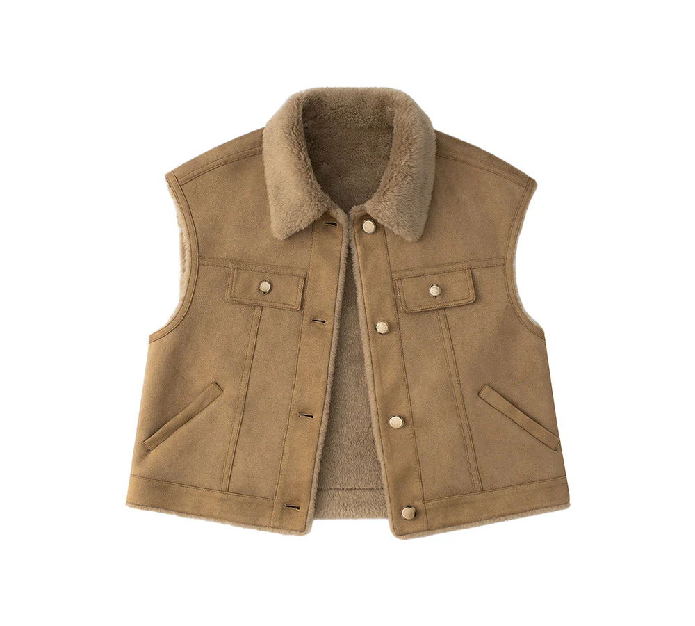 EVERAU® Fluffy Sheepskin Wool Sleeveless Vest Warda - Image 3