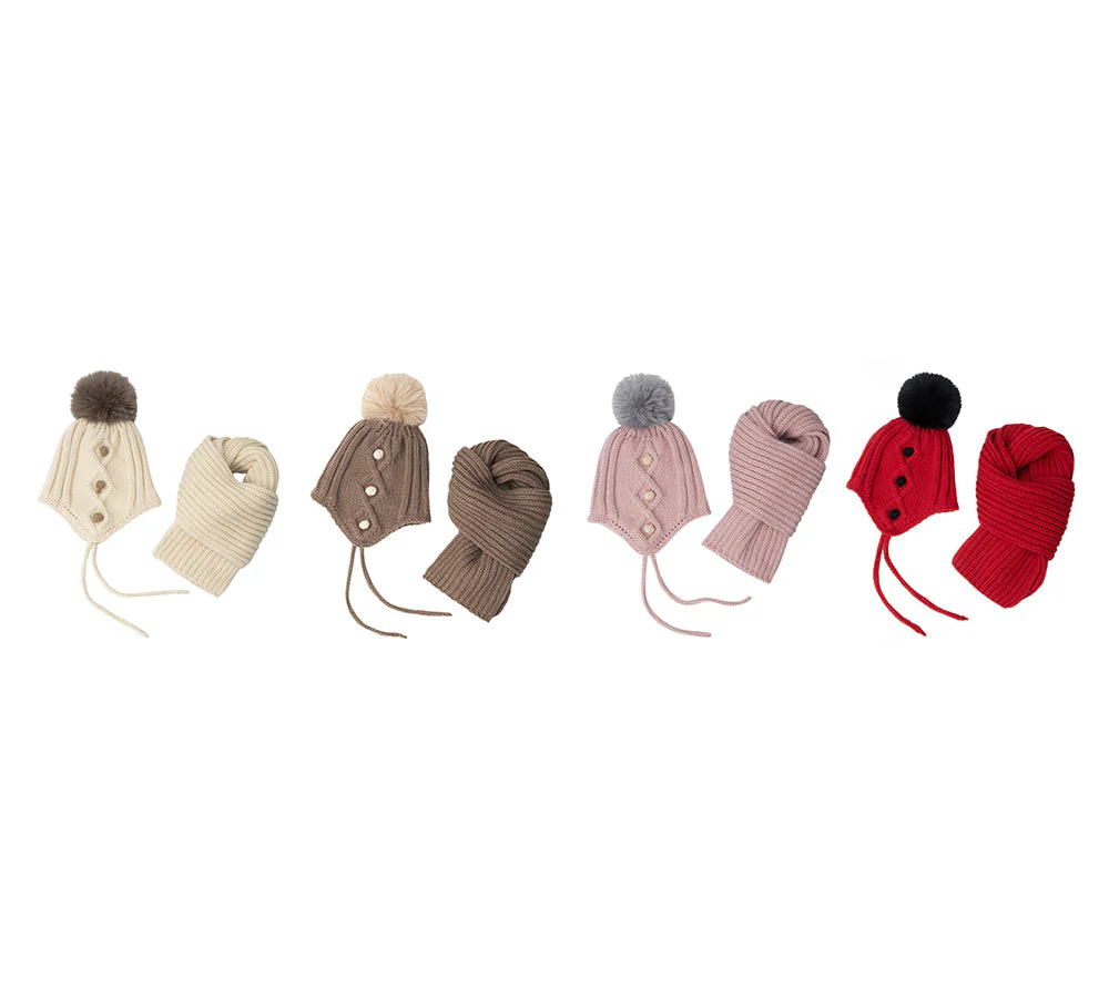 EVERAU® Kids Pom Pom Beanie and Scarf Gift Set Snell - Image 2
