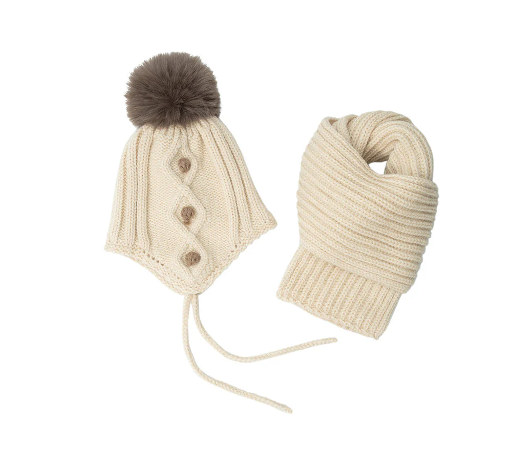 EVERAU® Kids Pom Pom Beanie and Scarf Gift Set Snell - Image 3