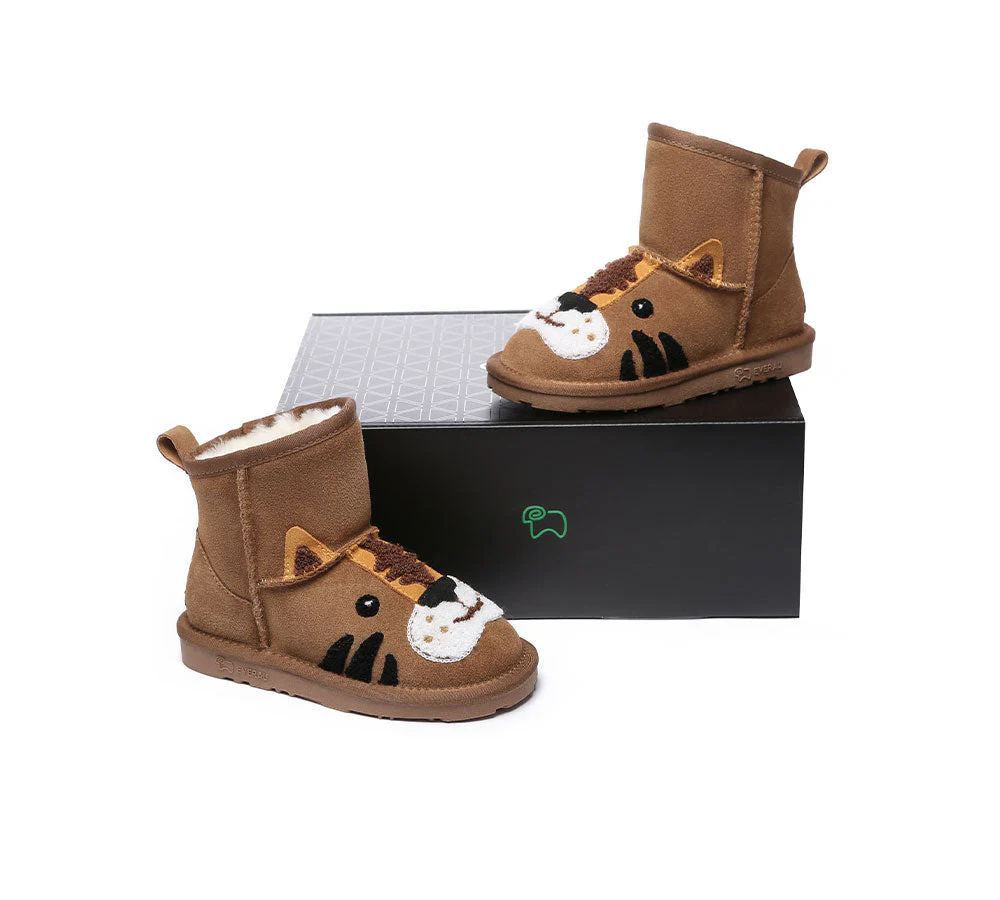 EVERAU® Kids Sheepskin Wool Boots Tiger Kids Plus - Image 3