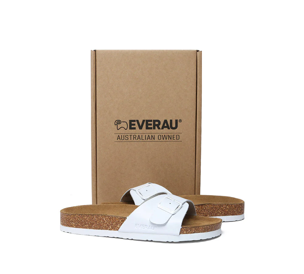 EVERAU® Leather Adjustable Embossed Summer Beach Charms Walk Sandal Slides - Image 4