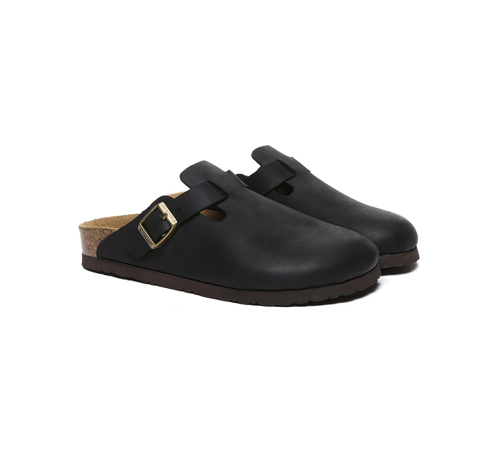 EVERAU® Men Leather Adjustable Buckled Straps Slip-on Flat Sandal Slides Brooklyn - Image 14