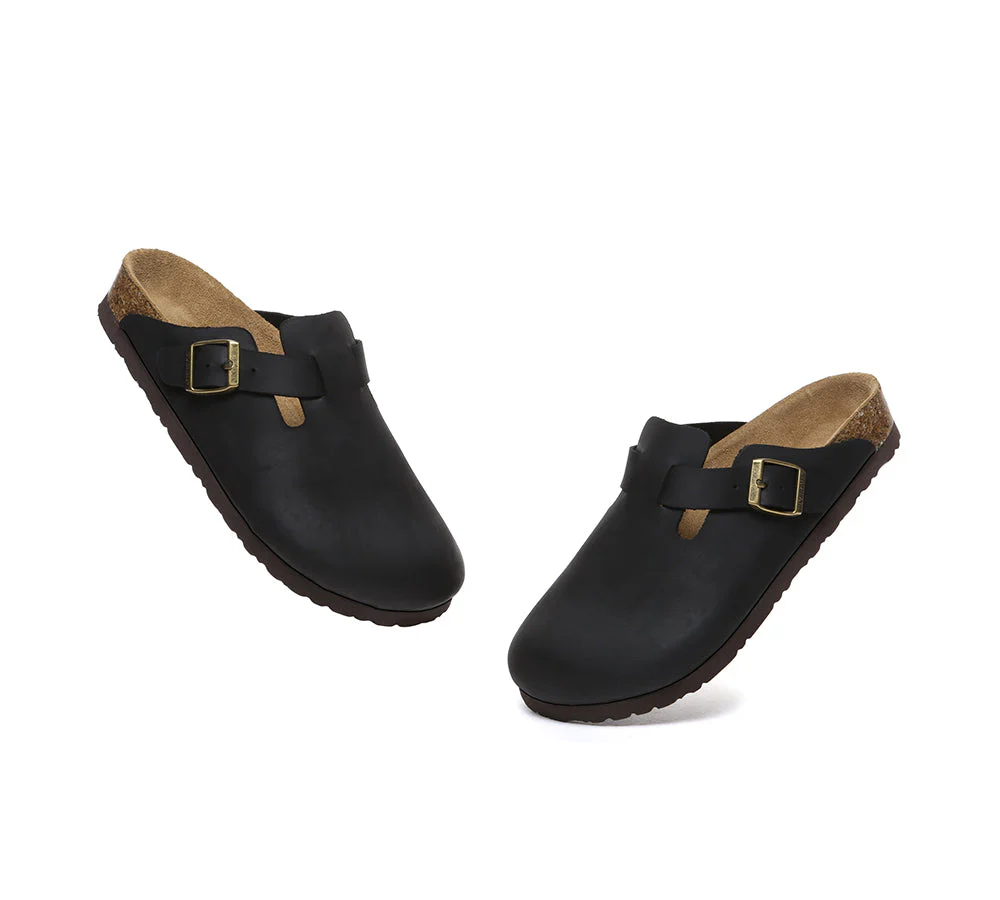 EVERAU® Men Leather Adjustable Buckled Straps Slip-on Flat Sandal Slides Brooklyn - Image 17