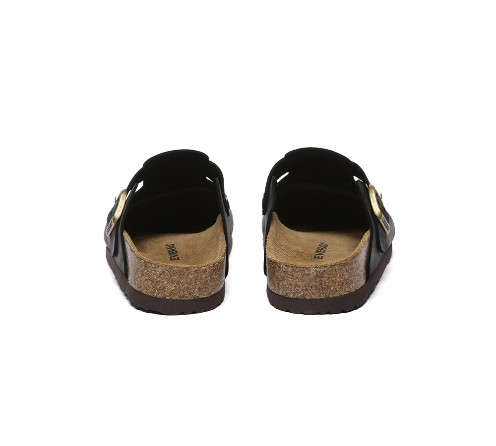 EVERAU® Men Leather Adjustable Buckled Straps Slip-on Flat Sandal Slides Brooklyn - Image 19