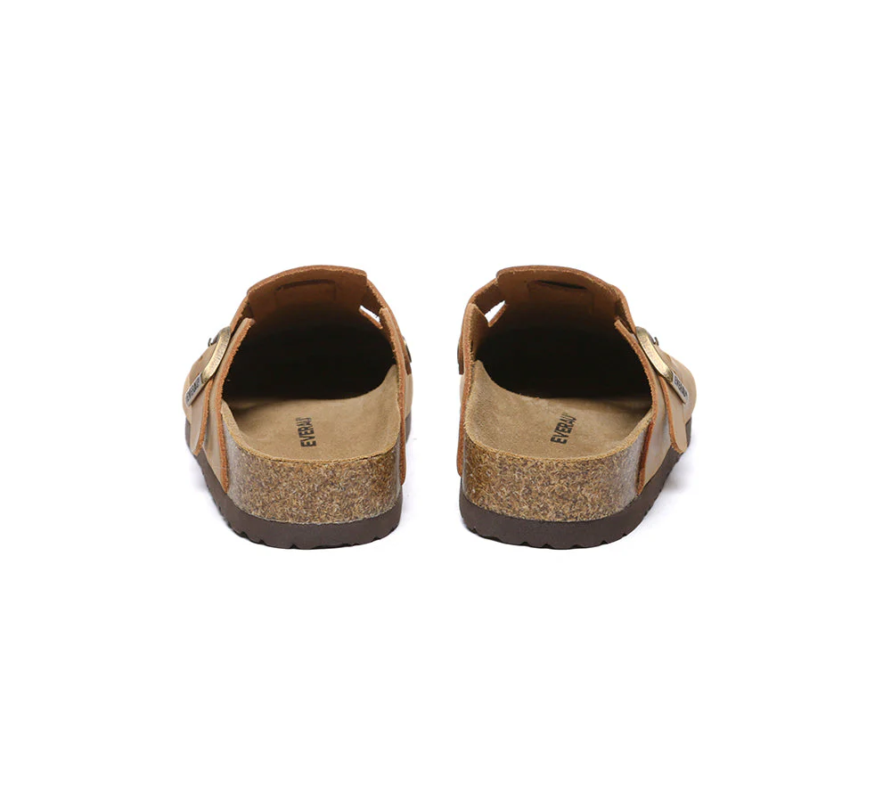 EVERAU® Men Leather Adjustable Buckled Straps Slip-on Flat Sandal Slides Brooklyn - Image 7