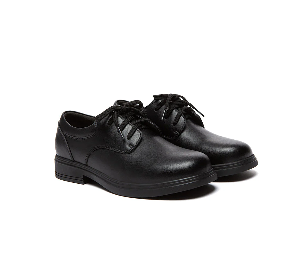 EVERAU® Senior Black Leather School Shoes