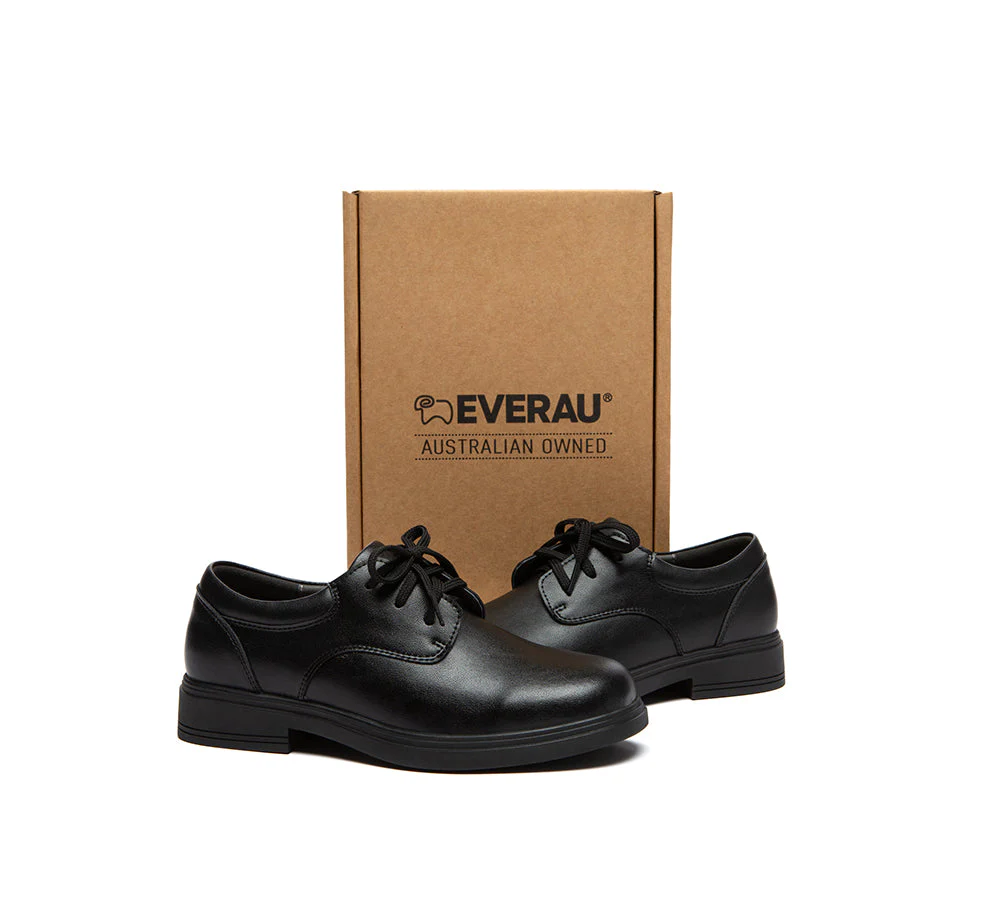 EVERAU® Senior Black Leather School Shoes - Image 3