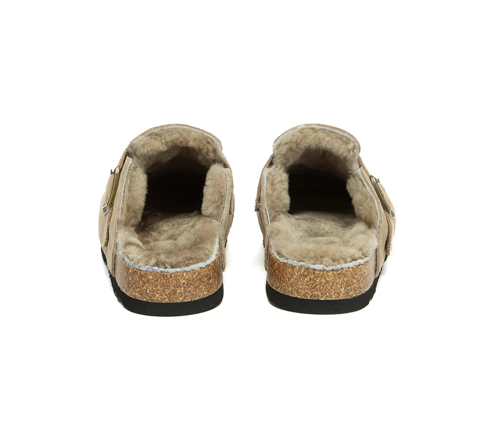 EVERAU® UGG Slippers Sheepskin Wool Adjustable Strap Clog Hazco - Image 13