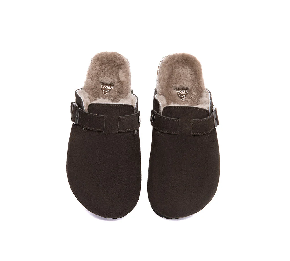 EVERAU® UGG Slippers Sheepskin Wool Adjustable Strap Clog Hazco - Image 18