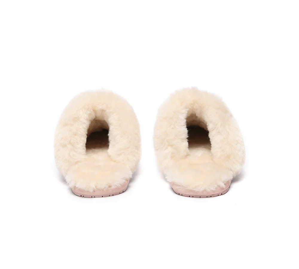 EVERAU® UGG Slippers Sheepskin Wool Suede Scuff Rosa - Image 17