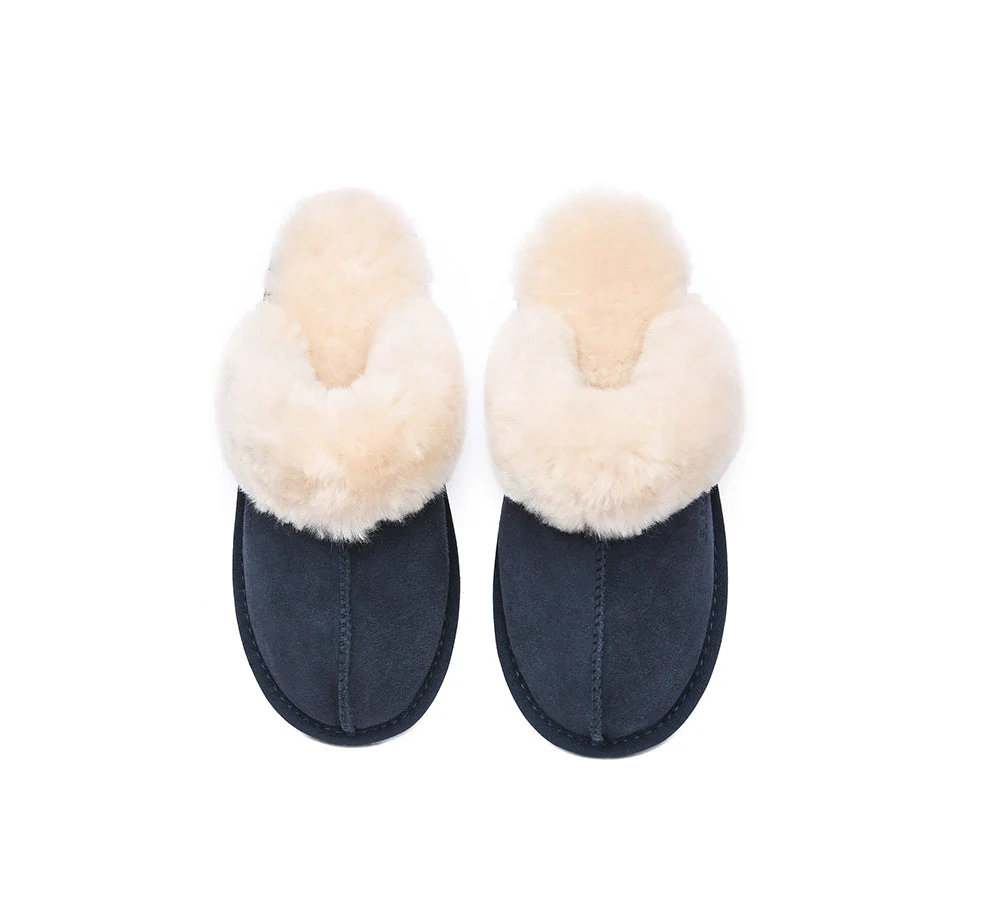 EVERAU® UGG Slippers Sheepskin Wool Suede Scuff Rosa - Image 21