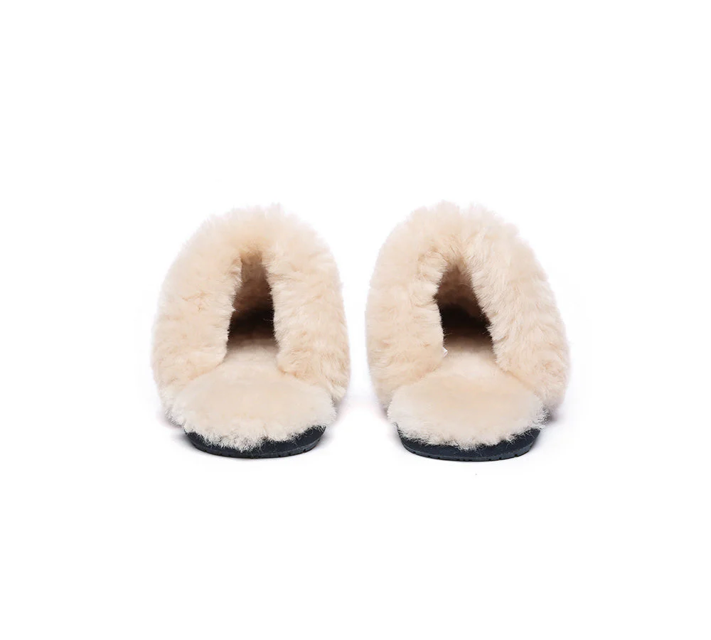 EVERAU® UGG Slippers Sheepskin Wool Suede Scuff Rosa - Image 22