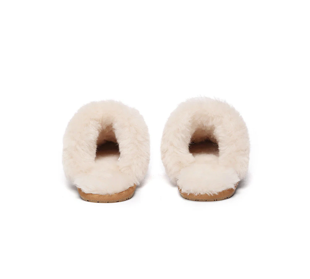 EVERAU® UGG Slippers Sheepskin Wool Suede Scuff Rosa - Image 7