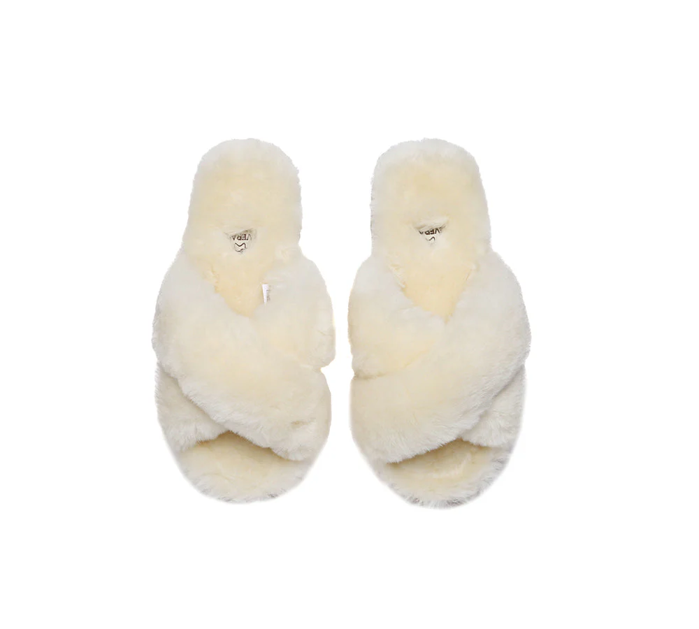 EVERAU® UGG Women Crossover Fluffy Slides Leanna - Image 7