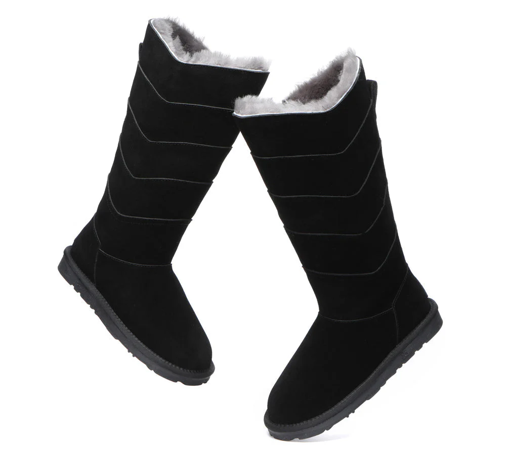 EVERAU® UGG Women Premium Australian Sheepskin Wool Knee High Zipper Boots Swanston 5 Panel - Image 11