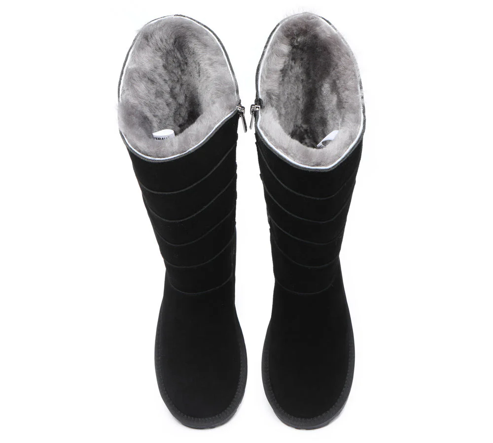 EVERAU® UGG Women Premium Australian Sheepskin Wool Knee High Zipper Boots Swanston 5 Panel - Image 12