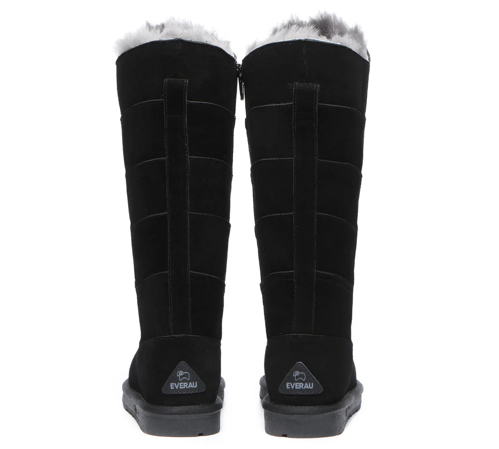 EVERAU® UGG Women Premium Australian Sheepskin Wool Knee High Zipper Boots Swanston 5 Panel - Image 13