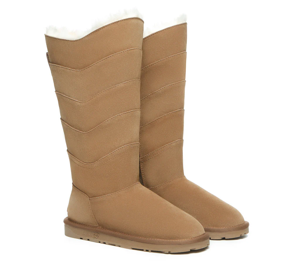 EVERAU® UGG Women Premium Australian Sheepskin Wool Knee High Zipper Boots Swanston 5 Panel - Image 2