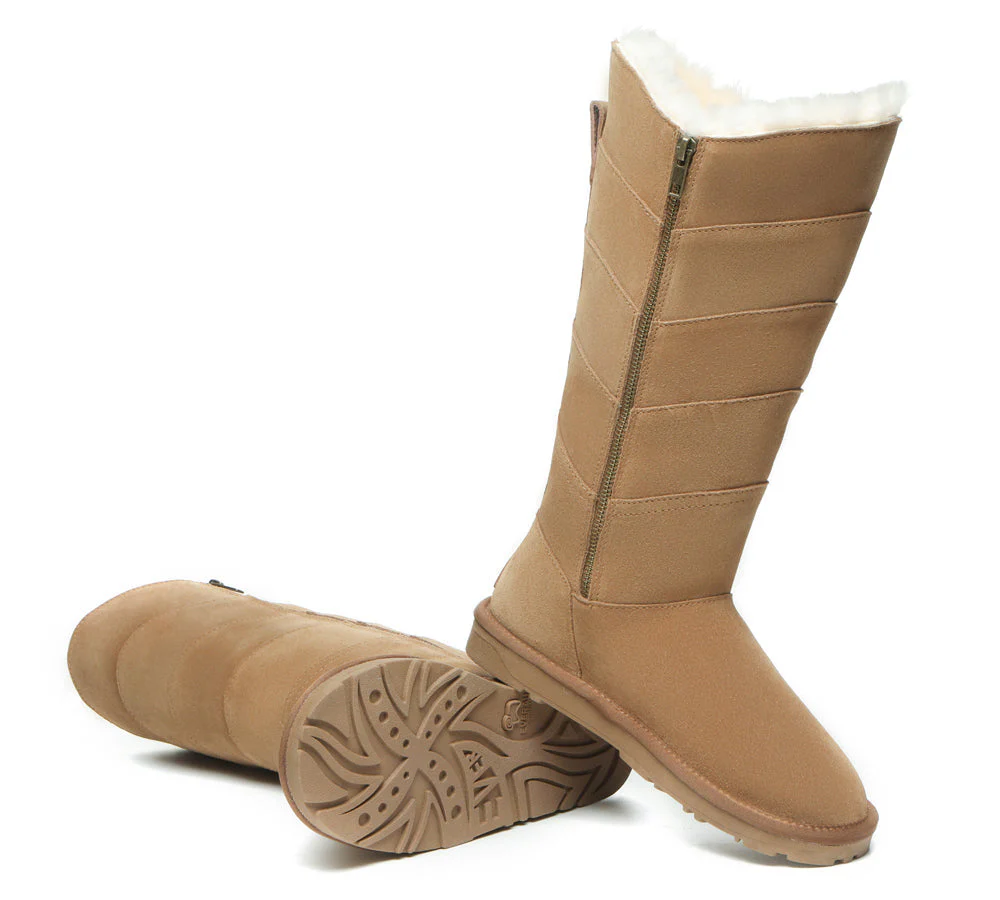 EVERAU® UGG Women Premium Australian Sheepskin Wool Knee High Zipper Boots Swanston 5 Panel - Image 3