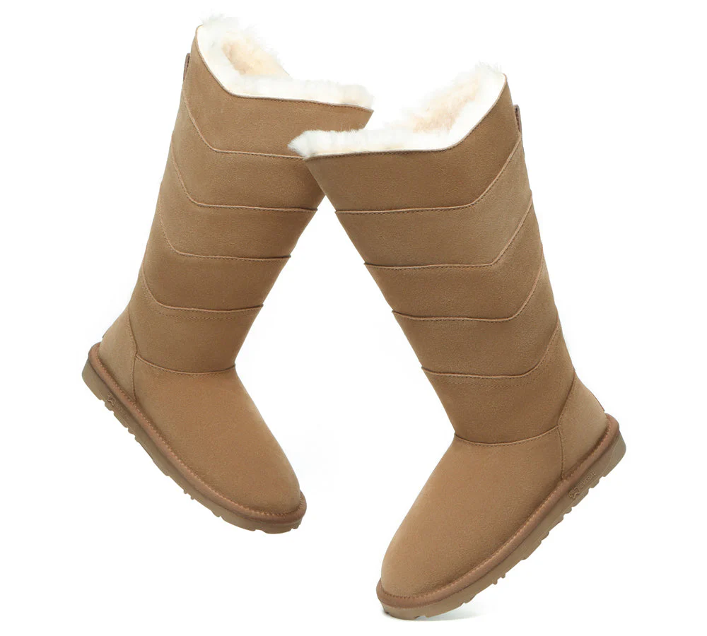 EVERAU® UGG Women Premium Australian Sheepskin Wool Knee High Zipper Boots Swanston 5 Panel - Image 5