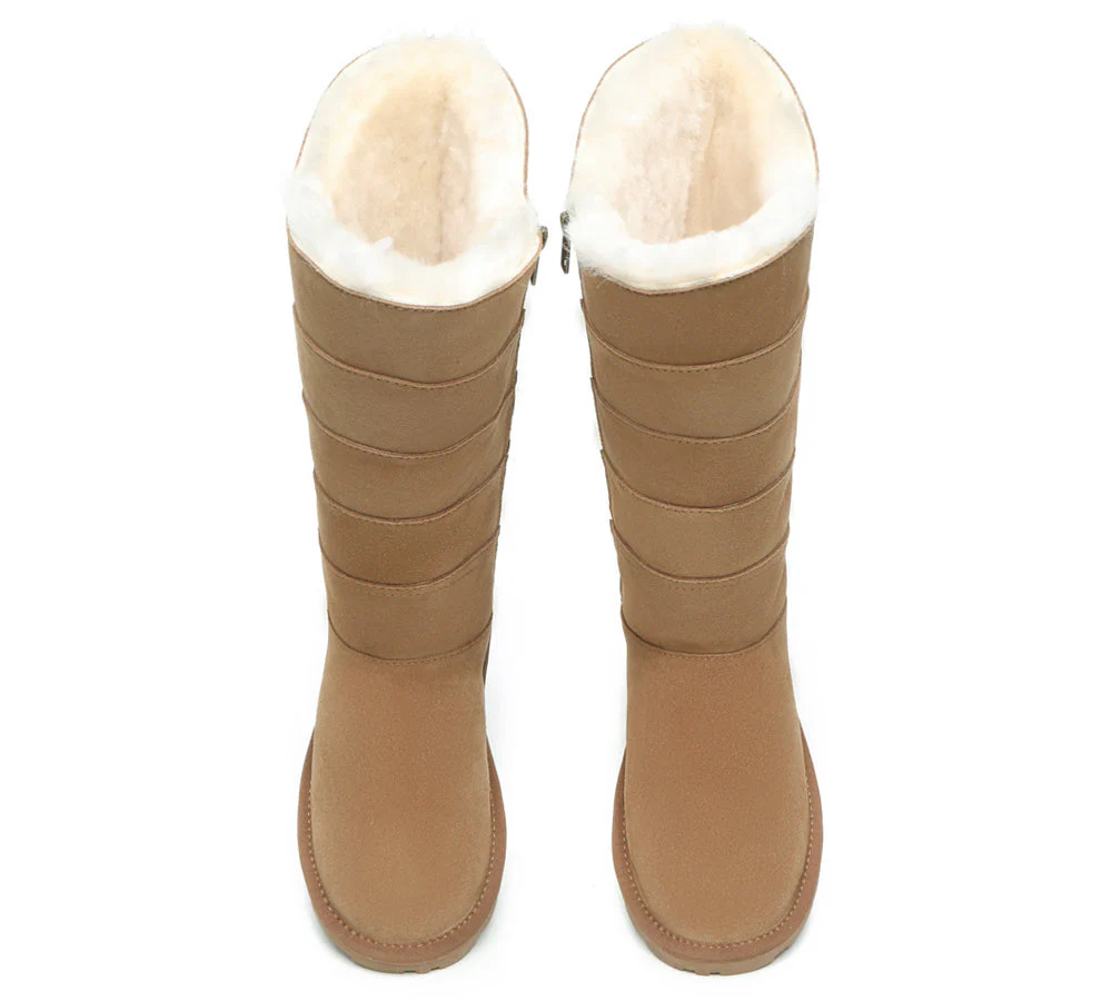 EVERAU® UGG Women Premium Australian Sheepskin Wool Knee High Zipper Boots Swanston 5 Panel - Image 6