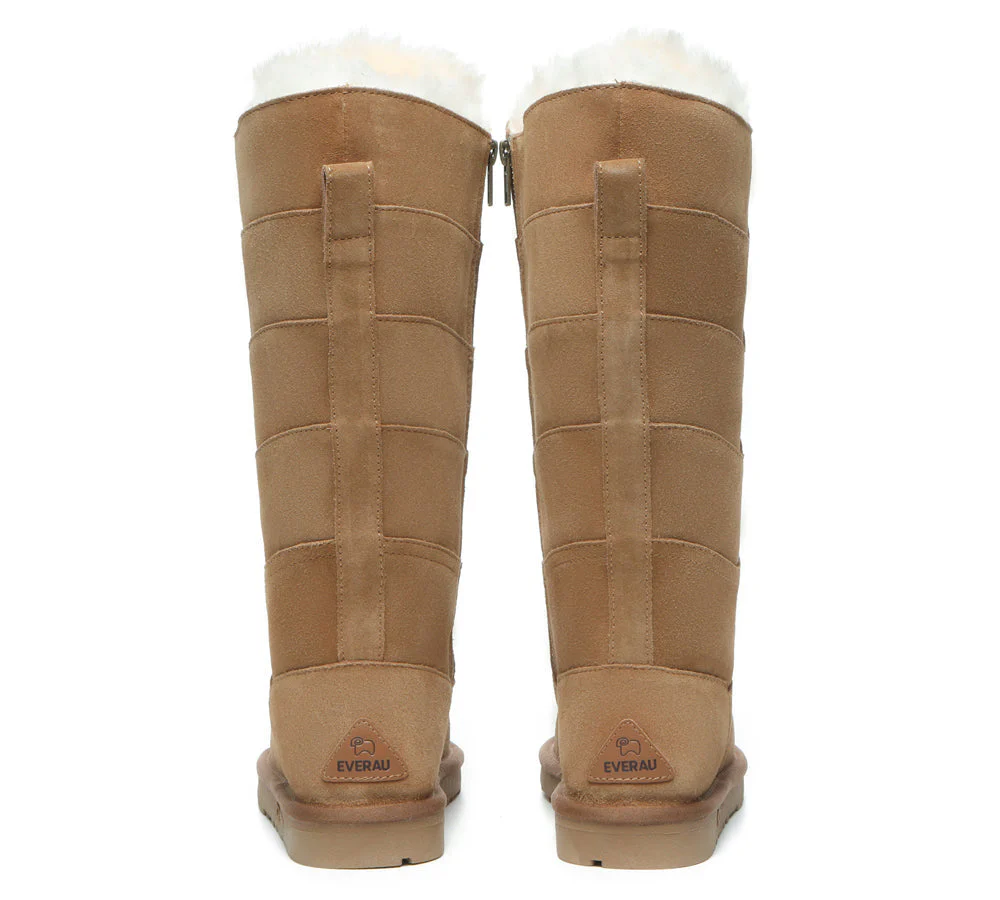 EVERAU® UGG Women Premium Australian Sheepskin Wool Knee High Zipper Boots Swanston 5 Panel - Image 7