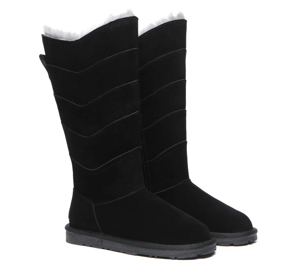 EVERAU® UGG Women Premium Australian Sheepskin Wool Knee High Zipper Boots Swanston 5 Panel - Image 8
